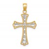 10K w/ Rhodium Diamond-Cut Cross Pendant