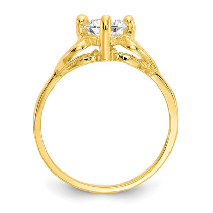 10k Polished CZ Hearts Size 1 Baby Ring