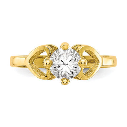 10k Polished CZ Hearts Size 1 Baby Ring
