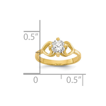 10k Polished CZ Hearts Size 1 Baby Ring