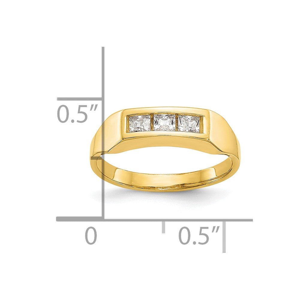 10k Polished 3-Stone CZ Size 3 Baby / Childs Channel Ring