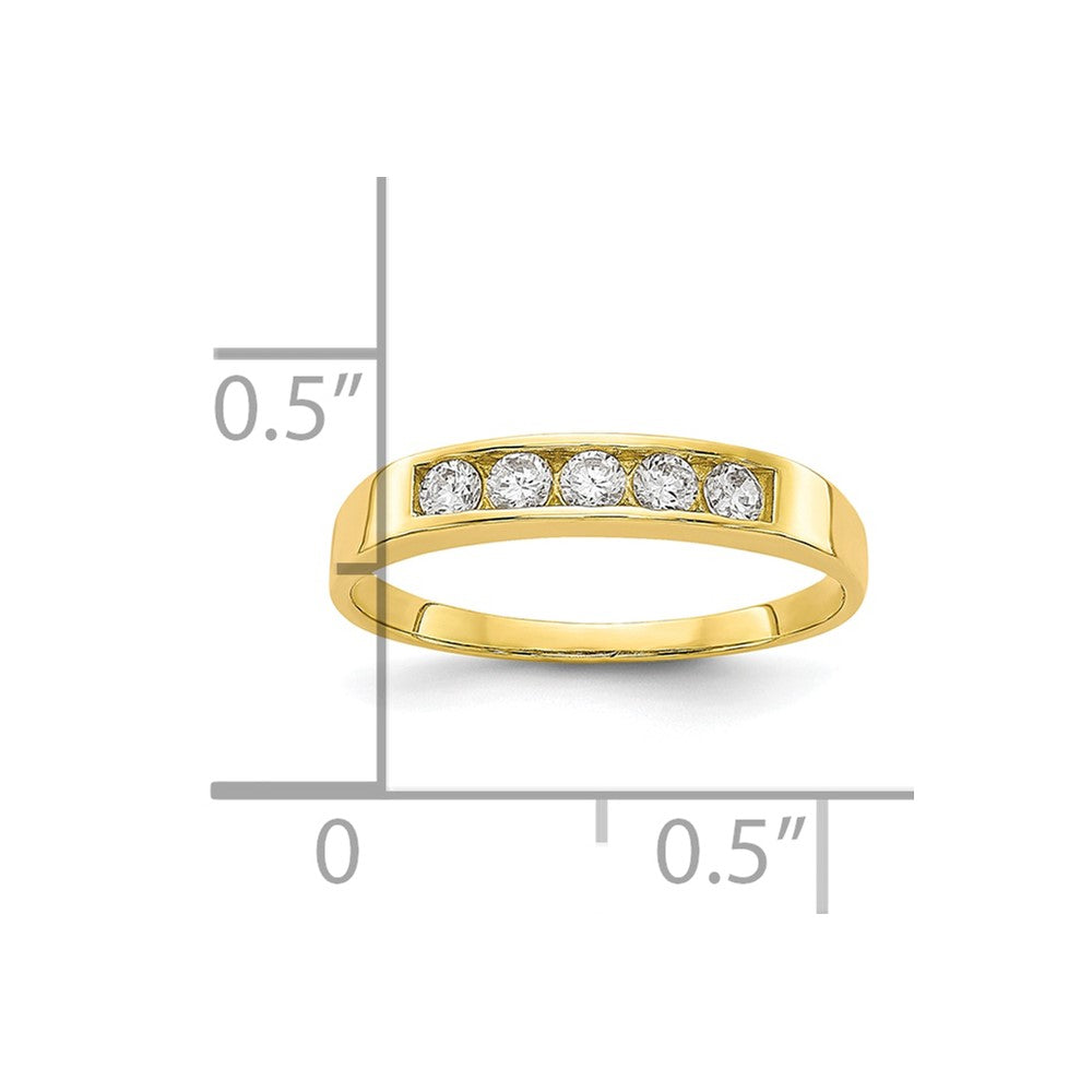 10k Polished 5-Stone CZ Size 3 Baby / Childs Channel Ring