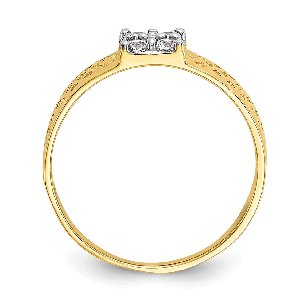 10k 4-Stone CZ and Lattice Size 1 Baby Ring