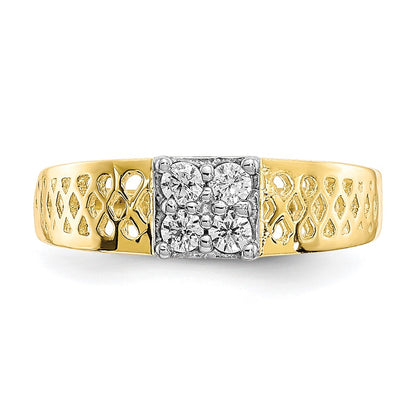 10k 4-Stone CZ and Lattice Size 1 Baby Ring