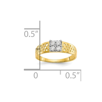 10k 4-Stone CZ and Lattice Size 1 Baby Ring