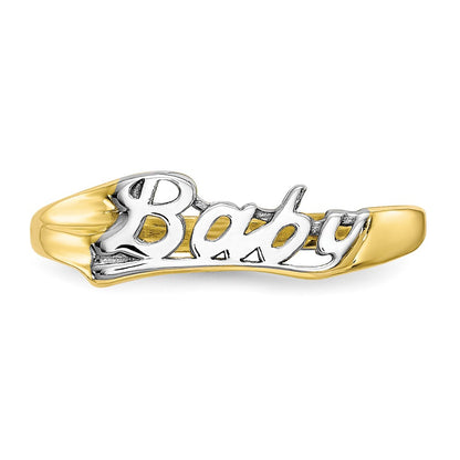 10K and White Rhodium BABY Size 3 Baby / Childs Ring