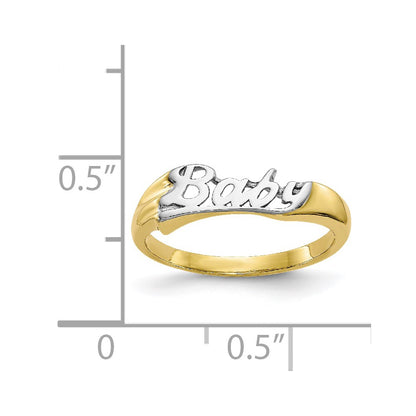 10K and White Rhodium BABY Size 3 Baby / Childs Ring