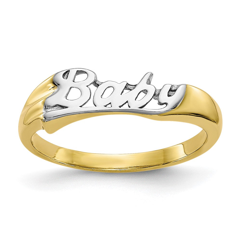 10K and White Rhodium BABY Size 3 Baby / Childs Ring