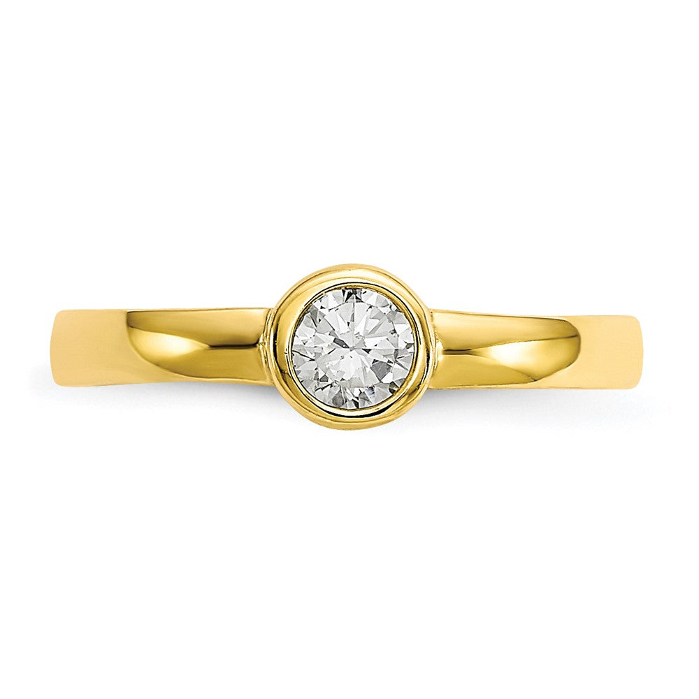 10k Bezel-set 3mm Round Clear CZ Toe Ring