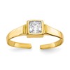 10k Bezel-set 3mm Square Clear CZ Toe Ring