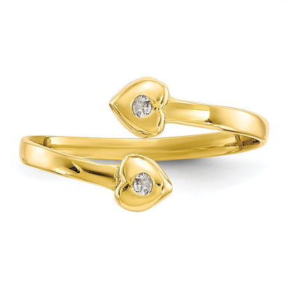10k Bezel-set Clear CZ Bypass Toe Ring