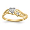 10K and White Rhodium Double Heart CZ Ring