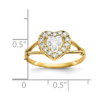 10k CZ Heart Halo Ring