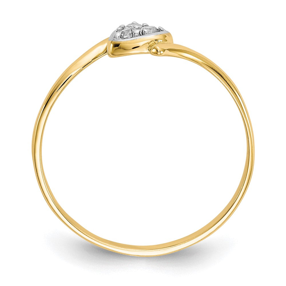 10K and White Rhodium CZ Bypass Heart Ring