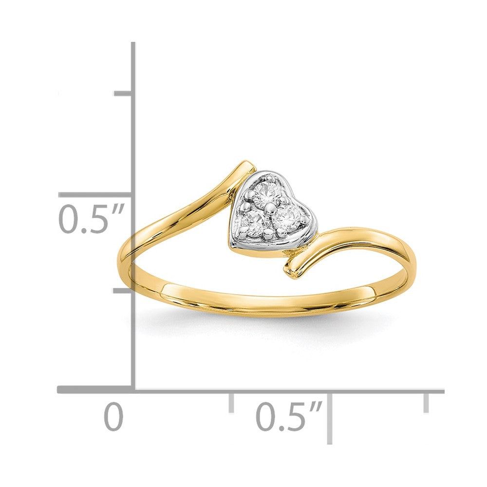 10K and White Rhodium CZ Bypass Heart Ring