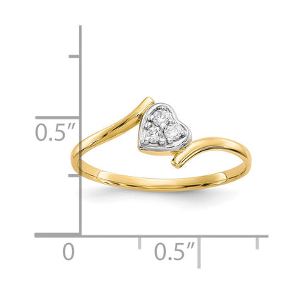 10K and White Rhodium CZ Bypass Heart Ring