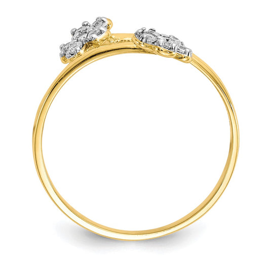 10k Double Flower CZ Bypass Ring