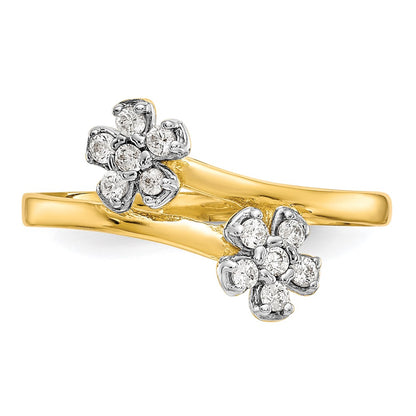 10k Double Flower CZ Bypass Ring