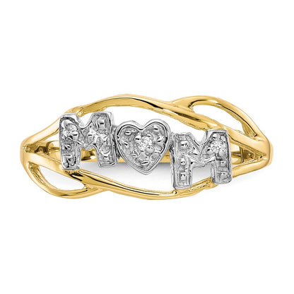 10K and White Rhodium MOM CZ Ring