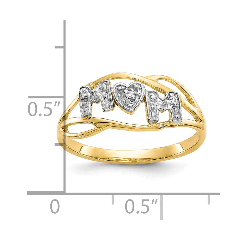 10K and White Rhodium MOM CZ Ring