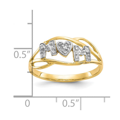 10K and White Rhodium MOM CZ Ring