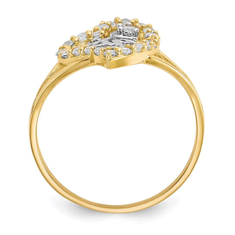 10K and White Rhodium I Heart YOU  CZ Heart Ring