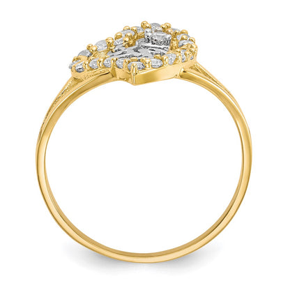 10K and White Rhodium I Heart YOU  CZ Heart Ring