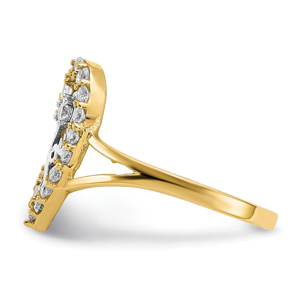 10K and White Rhodium I Heart YOU  CZ Heart Ring