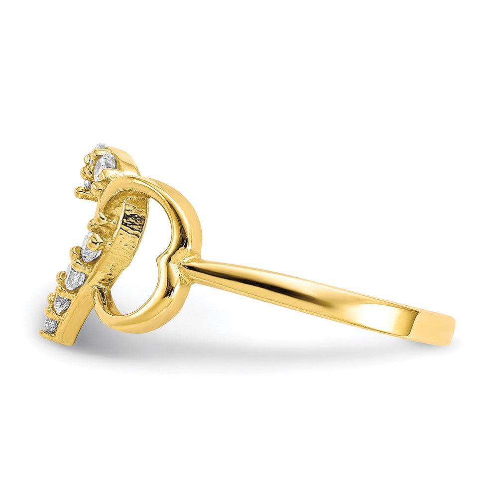 10k CZ Three Heart Ring