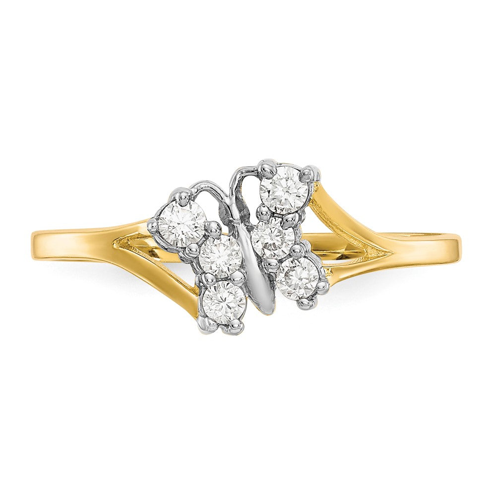10K and White Rhodium CZ Butterfly Ring