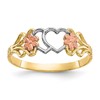 10K Two-Tone and White Rhodium Double Heart and Flowers Ring