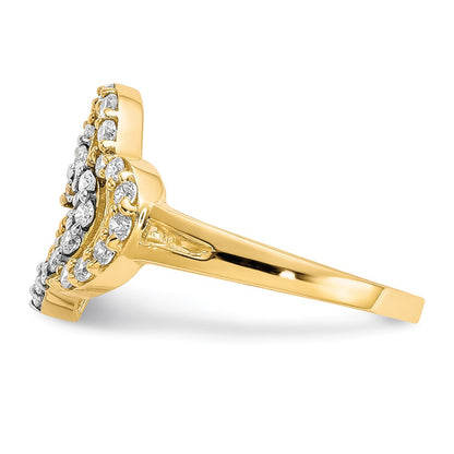 10K and White Rhodium Double Heart CZ Ring