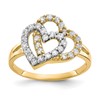 10K and White Rhodium Double Heart CZ Ring