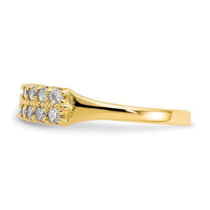 10k Fancy 2-Row Clear CZ Ring