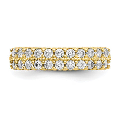 10k Fancy 2-Row Clear CZ Ring