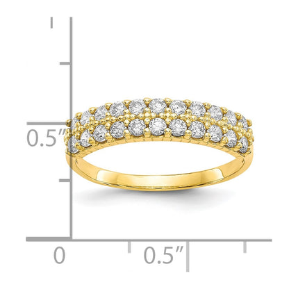 10k Fancy 2-Row Clear CZ Ring