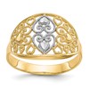10K and White Rhodium Filigree Heart Ring