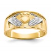 10k and White Rhodium Mens Claddagh Band