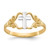 10k and White Rhodium Polished Cross Ring