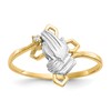 10k & Rhodium Praying Hands CZ w/Cross Ring