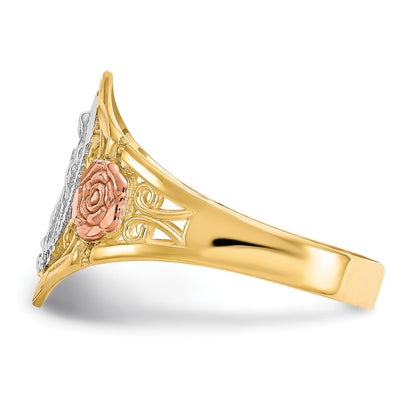 10k Two-tone and White Rhodium Our Lady of Guadalupe Ring