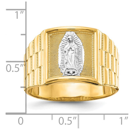 IB Goodman 10k and White Rhodium Mens Our Lady of Guadalupe Ring