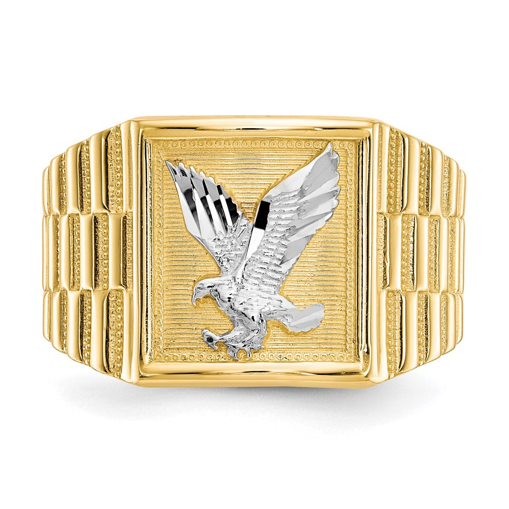 10k & Rhodium Men's Eagle Ring
