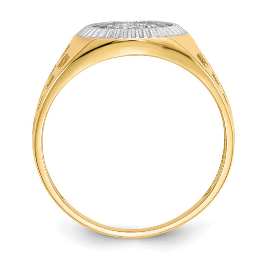 IB Goodman 10k and White Rhodium Mens CZ Cluster Ring