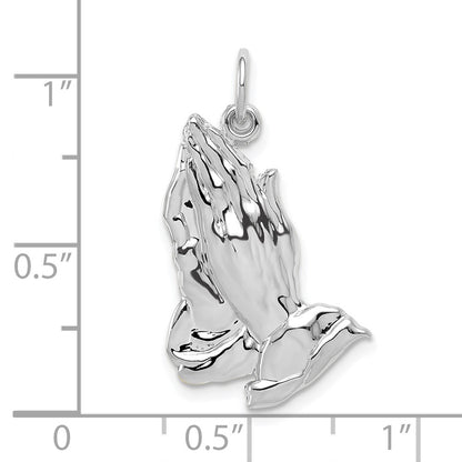 10k White Gold Large Polished Praying Hands Pendant
