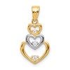 10K and White Rhodium CZ 3-Heart Pendant