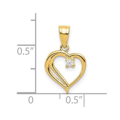 10k CZ Heart Pendant
