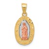 10K Two-Tone and White Rhodium Oval Our Lady Of Guadalupe Pendant