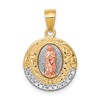 10K Two-Tone and White Rhodium CZ Round Our Lady Of Guadalupe Pendant