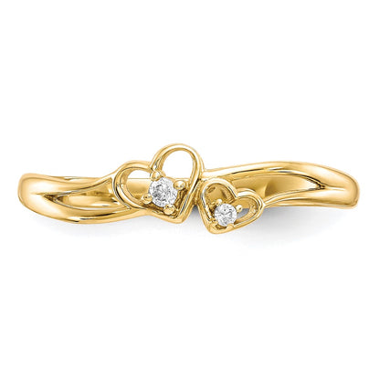 10k Double Heart CZ Ring